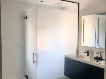 Acid Etched Privacy Glass for Powder Room
